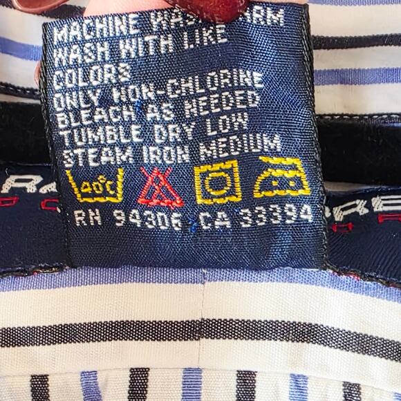 Ralph Lauren Sport Button Down Shirt 10 Blue Striped Cotton Preppy Classic - Picture 8 of 11